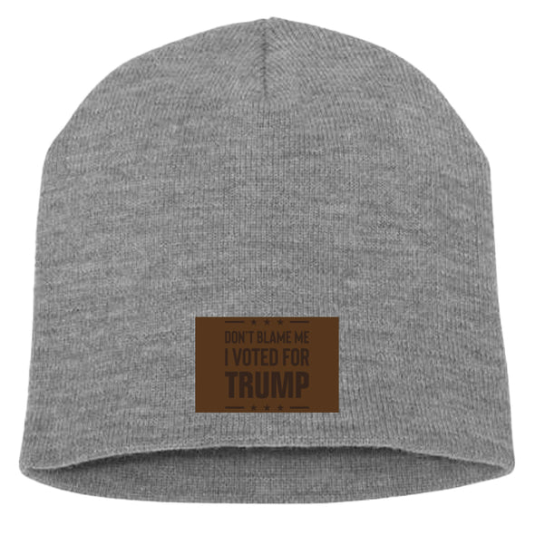 Don't Blame Me Leather Patch Beanie