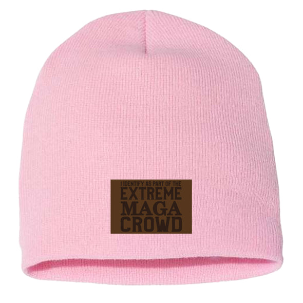 I Identify As Part of the Extreme Maga Crowd Leather Patch Beanie
