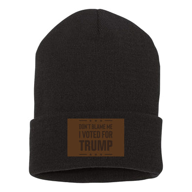 Don't Blame Me Leather Patch Beanie