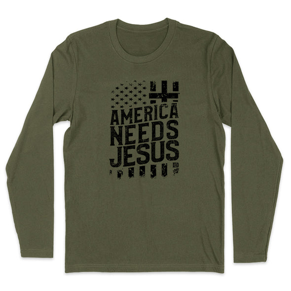 America Needs Jesus Black Print Men's Apparel