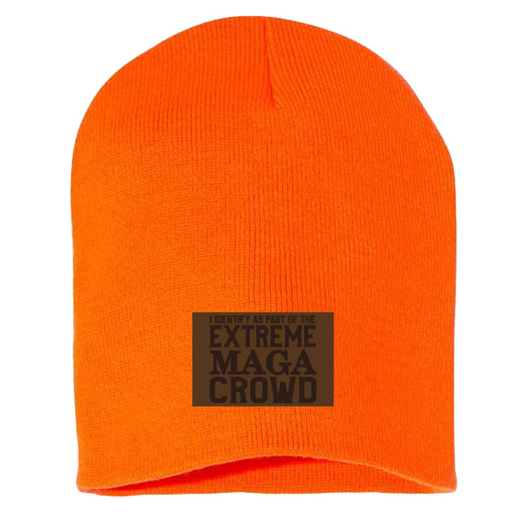 I Identify As Part of the Extreme Maga Crowd Leather Patch Beanie