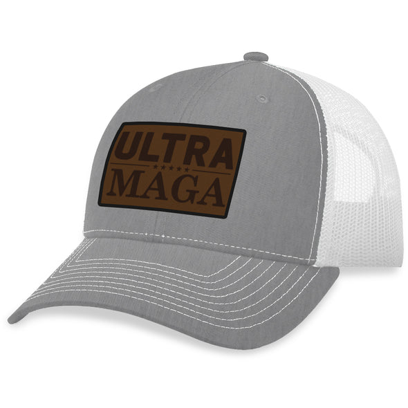 Ultra Maga Brown Leather Patch Hat