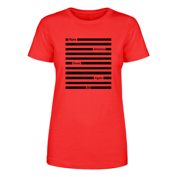 Make America Great Again Black Print Redacted Lines Women's Apparel